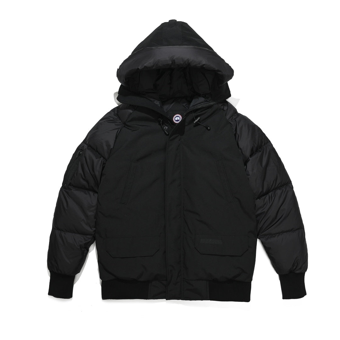 Canada Goose Women's Men's Hooded Down Bomber Jacket - Black