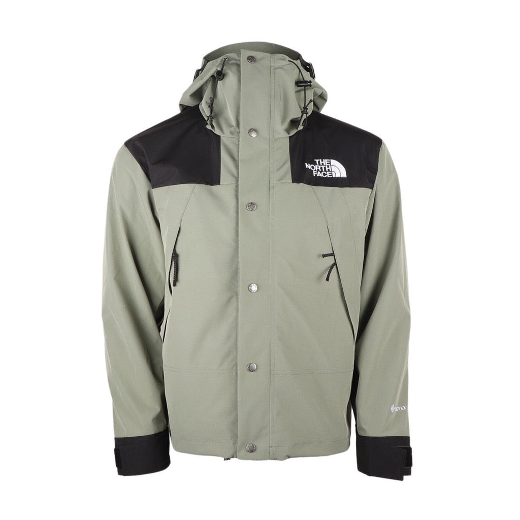The North Face Women's Men's GORE-TEX Hooded Mountain Jacket - Sage Green & Black Color Block Waterproof Shell
