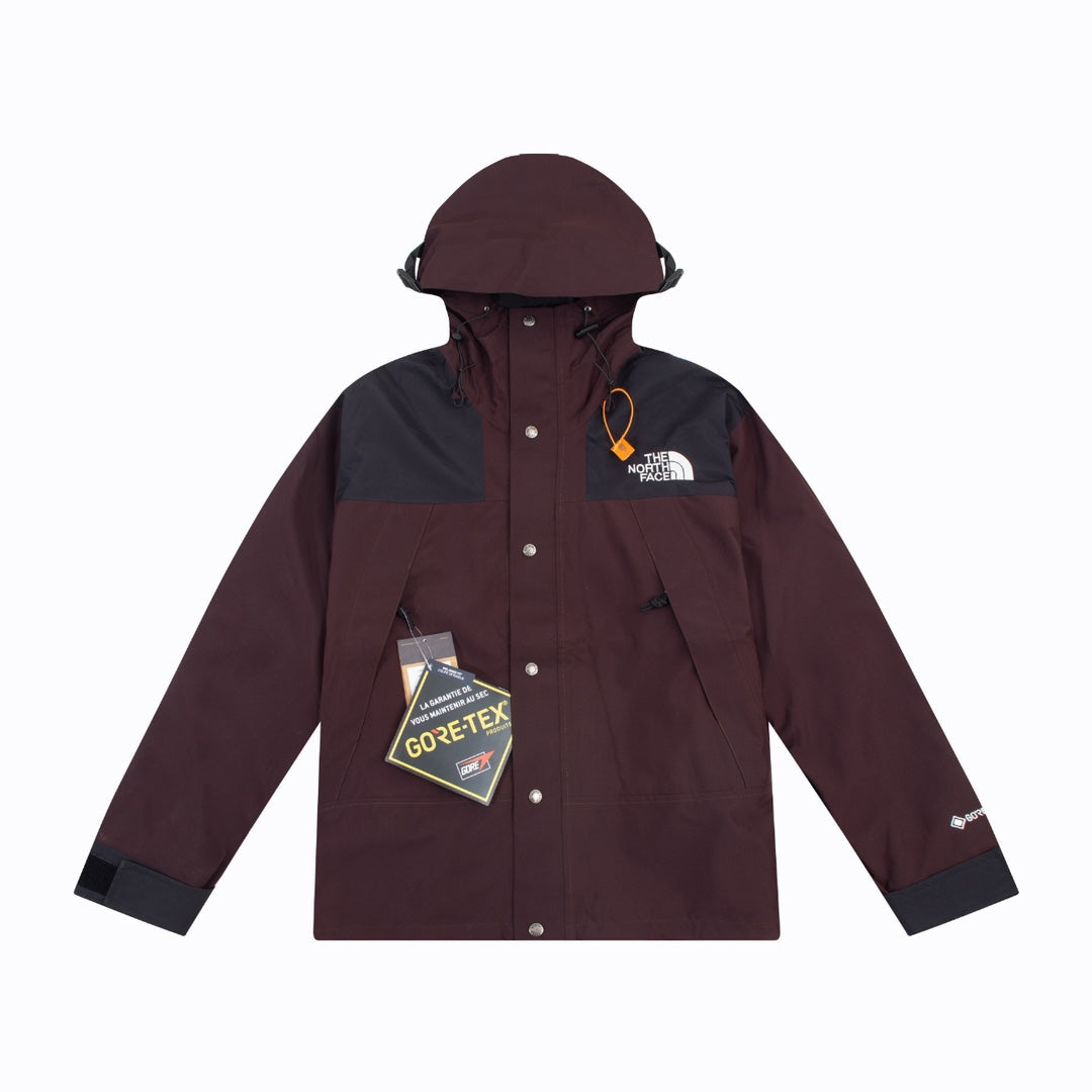 The North Face Men's GORE-TEX Hooded Mountain Jacket | Burgundy & Black Color Block