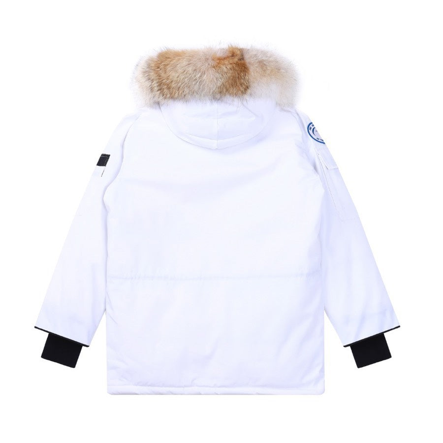 Canada Goose Women's Men's Down Parka Jacket with Coyote Fur - White