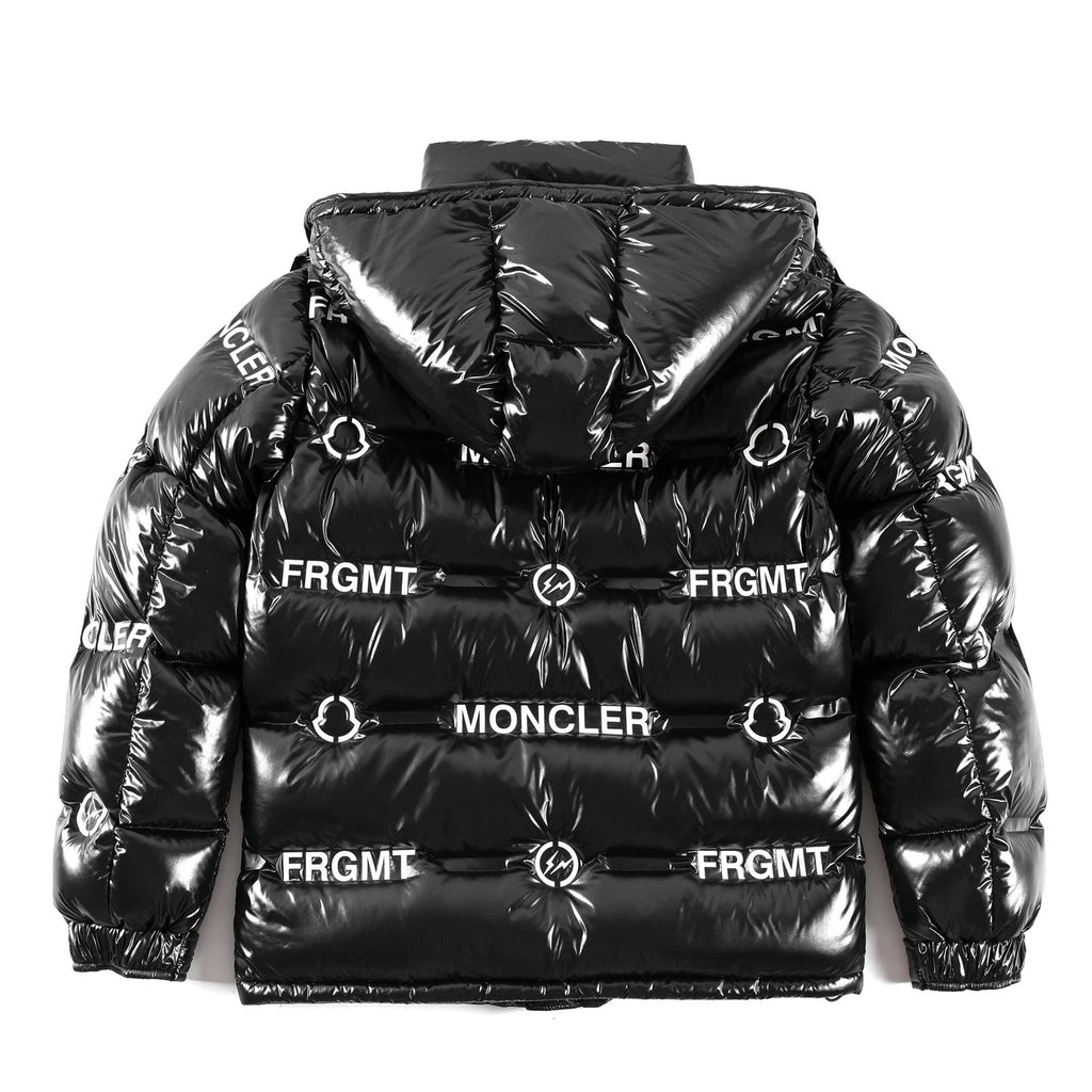 Moncler x Fragment Women's Men's Shiny Hooded Down Jacket - Black