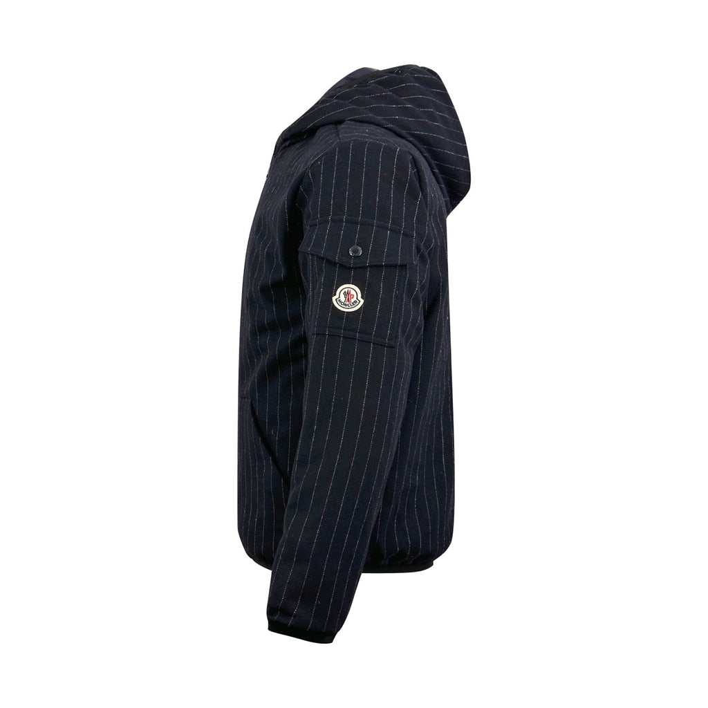 Moncler Women's Men's Dark Pinstripe Hooded Down Jacket