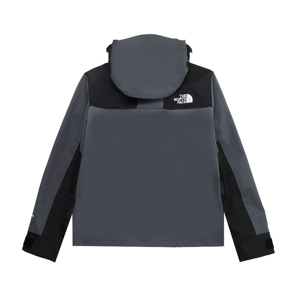 The North Face Women's Men's GORE-TEX Hooded Mountain Jacket - Gray & Black Color Block Waterproof Shell