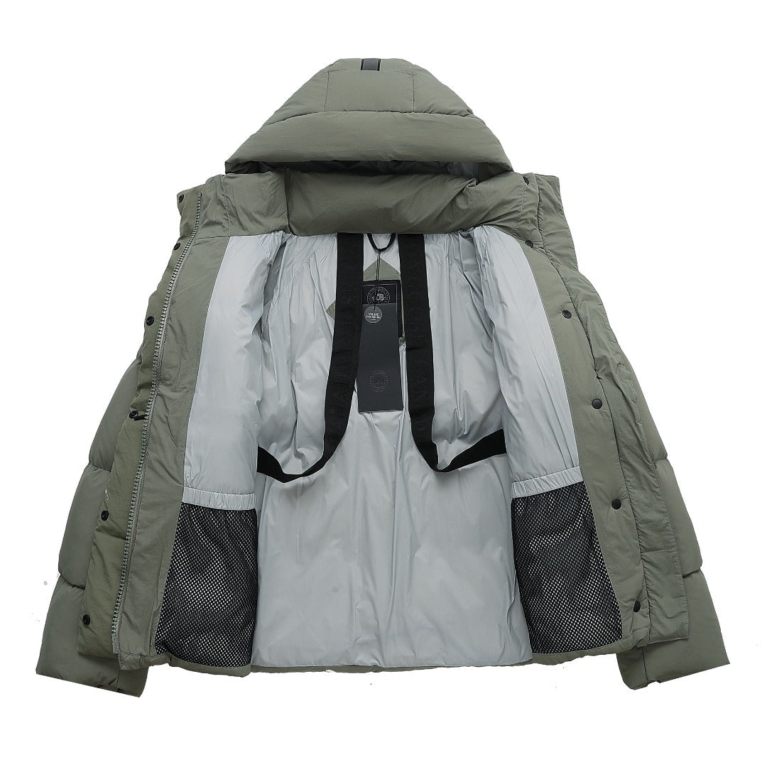Canada Goose Women's Men's Short Hooded Down Jacket - Sage Green