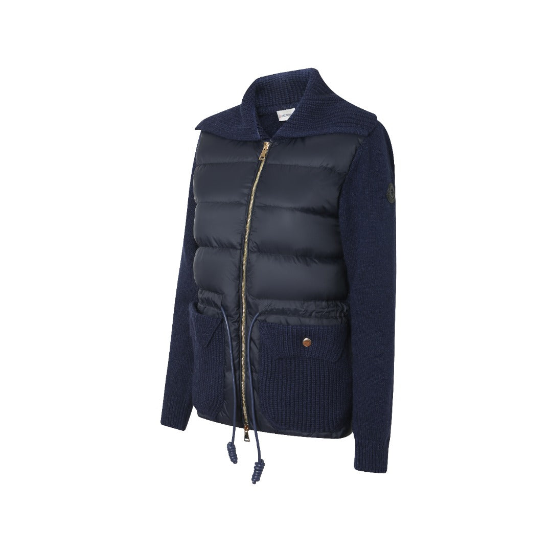 Moncler Women's Men's Knit Panel Down Jacket - Navy