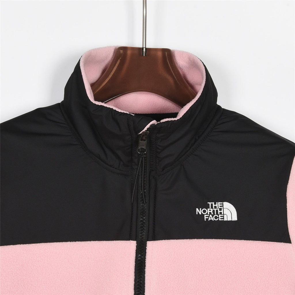The North Face Women's Men's Fleece Jacket - Light Pink & Black Color Block
