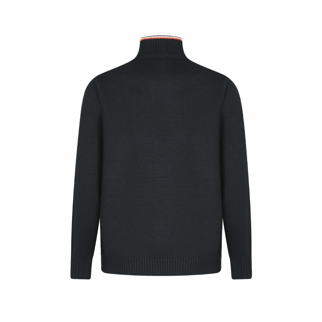 Moncler Women's Men's Knit Panel Stand Collar Down Jacket - Black