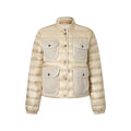 Moncler Women's Men's Knit Pocket Stand Collar Short Down Jacket - Beige