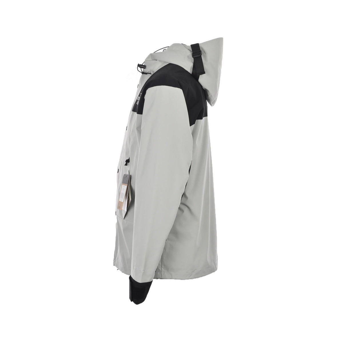 The North Face Women's Men's GORE-TEX Hooded Mountain Jacket - Light Gray & Black Color Block Waterproof Shell