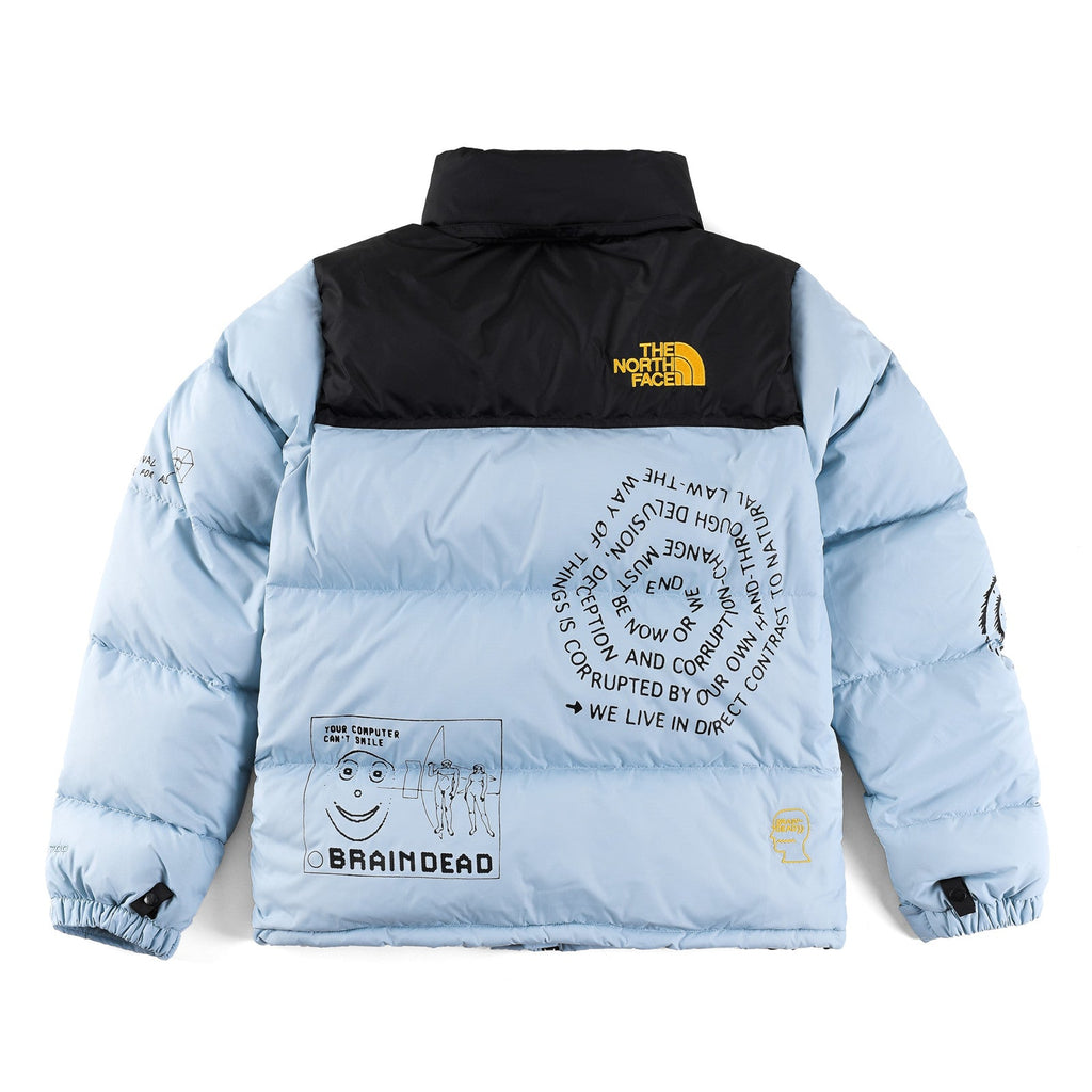 The North Face x Brain Dead Printed Puffer Jacket | Light Blue Color Block | Women's & Men's Streetwear