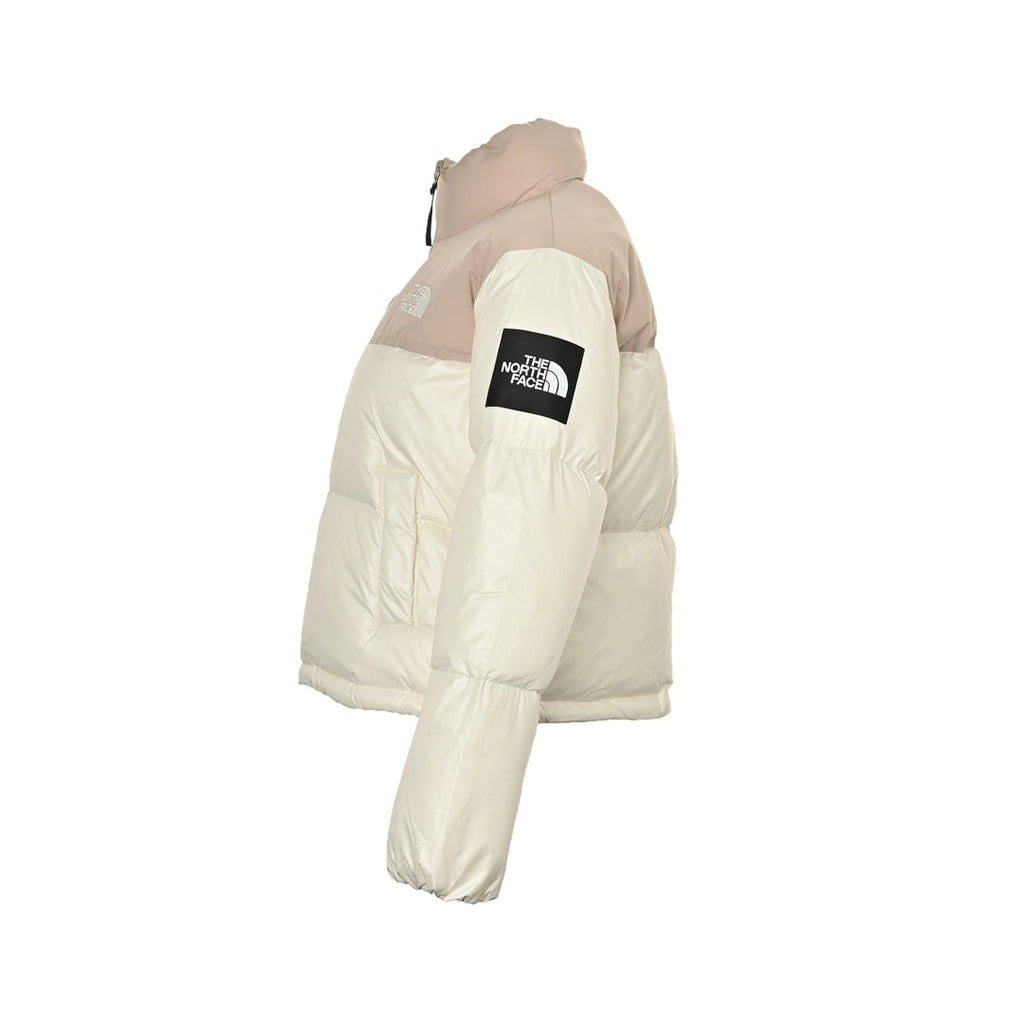The North Face Women's Cropped Puffer Jacket Cream Beige Color Block