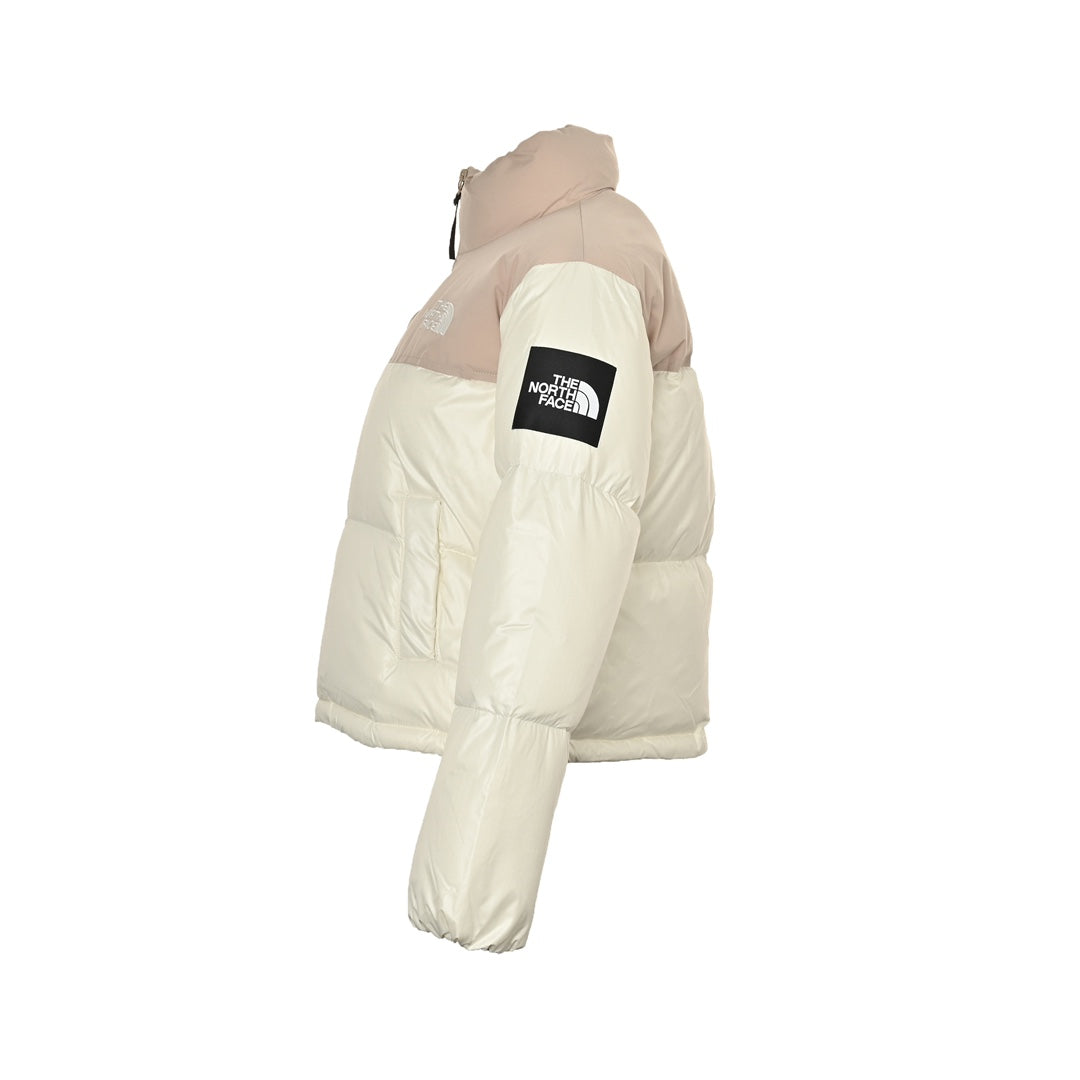 The North Face Women's Cropped Puffer Jacket Cream Beige Color Block