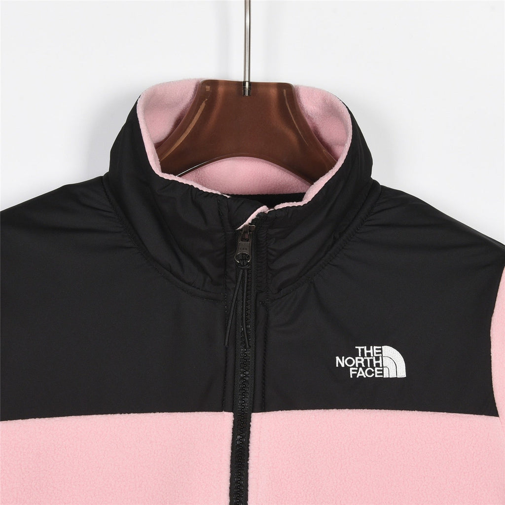 The North Face Women's Men's Full Zip Fleece Jacket - Pink & Black Color Block