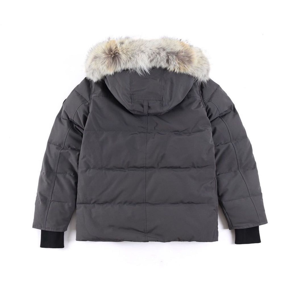 Canada Goose Women's Men's Fur Hood Mid-Length Puffer Jacket - Dark Grey