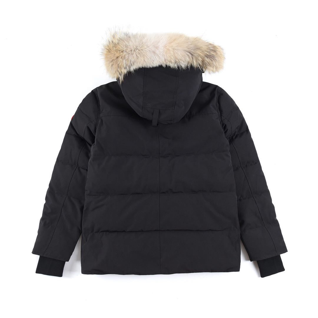 Canada Goose Women's Men's Fur Hood Mid-Length Puffer Jacket - Navy Blue