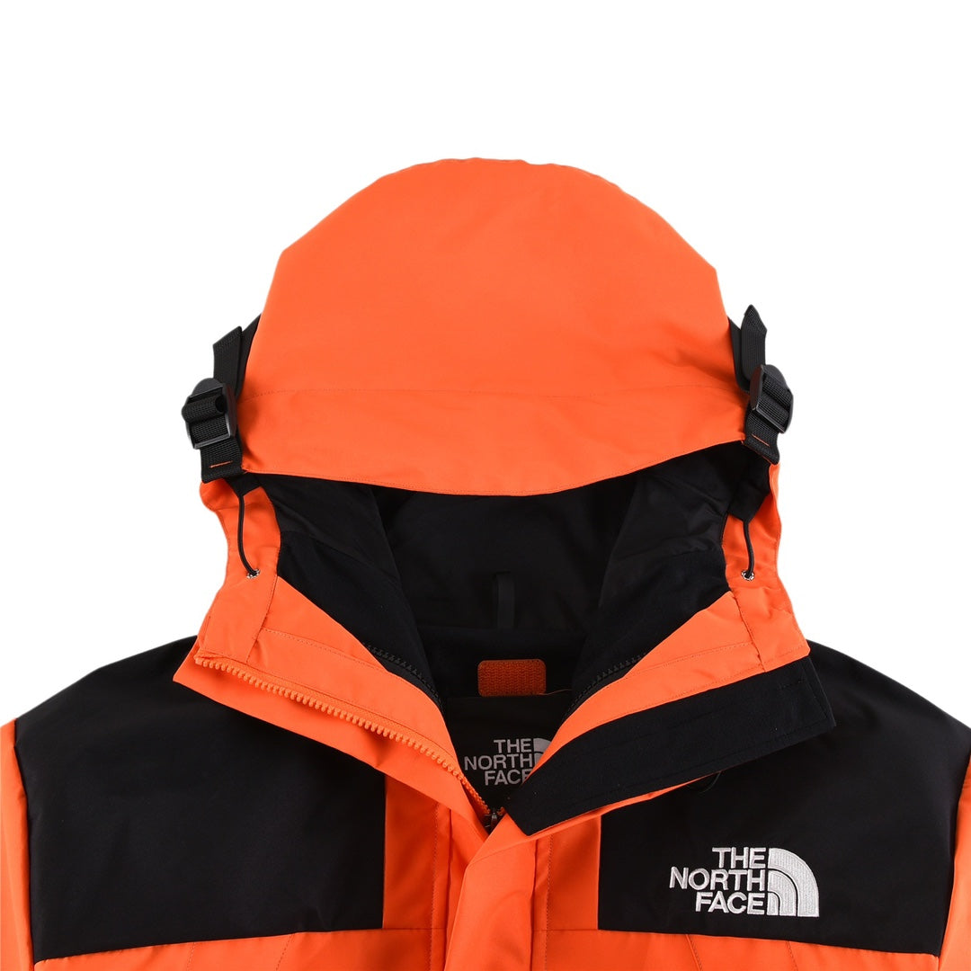 The North Face Women's Men's GORE-TEX Hooded Mountain Jacket - Orange & Black Color Block Waterproof Shell