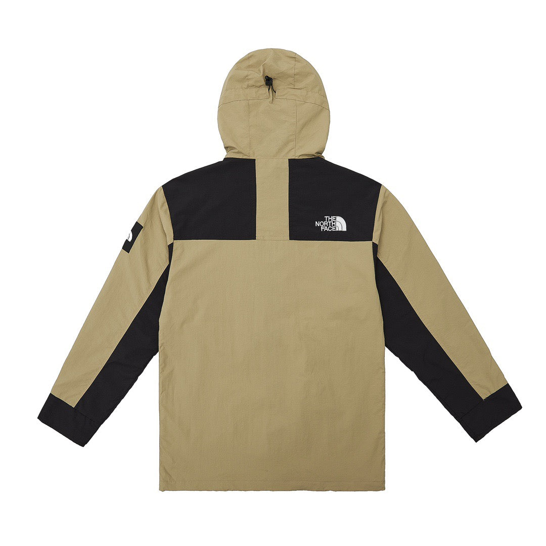 The North Face Women's Men's Hooded Windproof Jacket - Khaki & Black Color Block