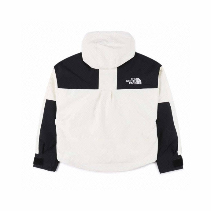 The North Face Women's Men's Cropped Hooded Jacket - White & Black Color Block