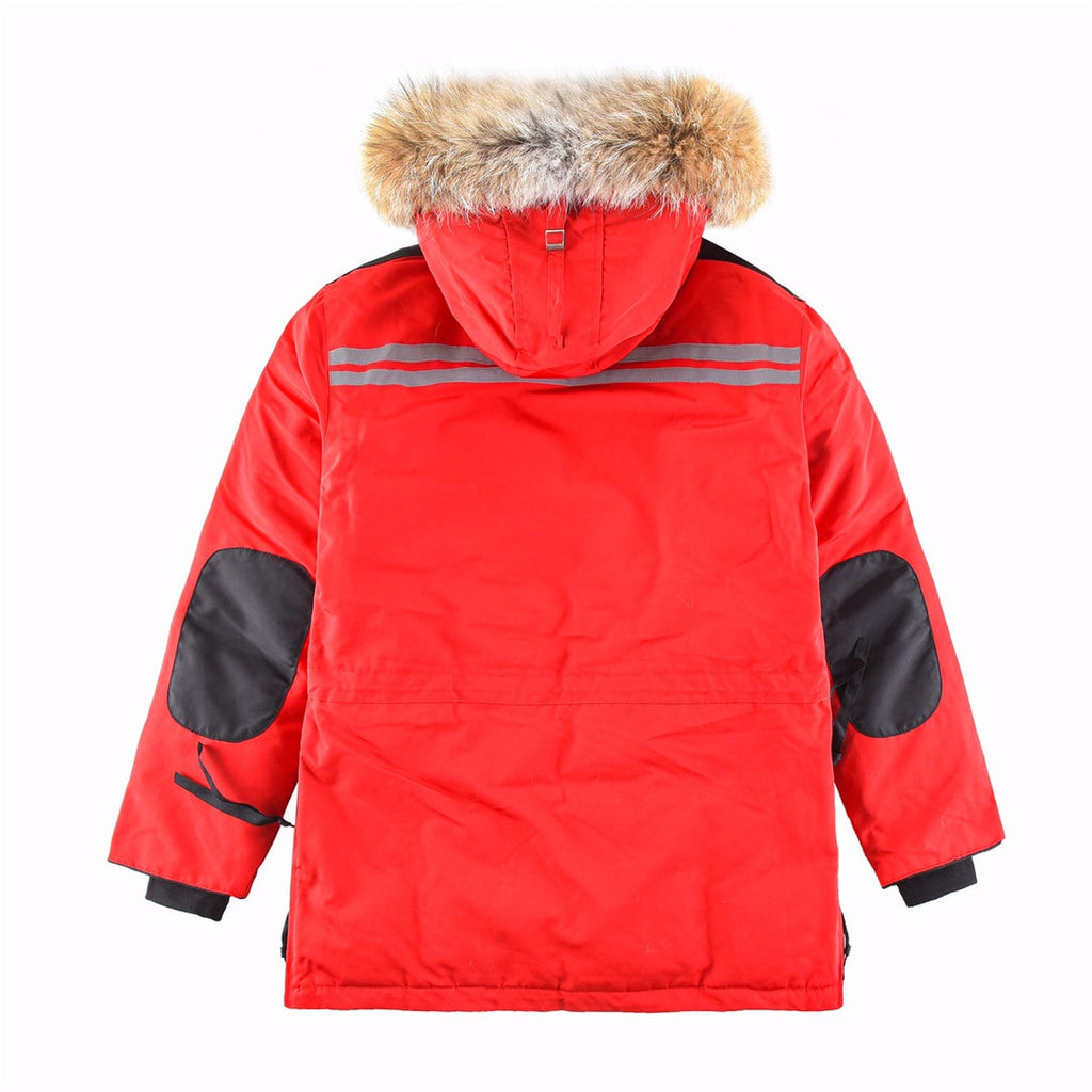Canada Goose Women's Men's Expedition Down Parka Jacket with Coyote Fur - Red