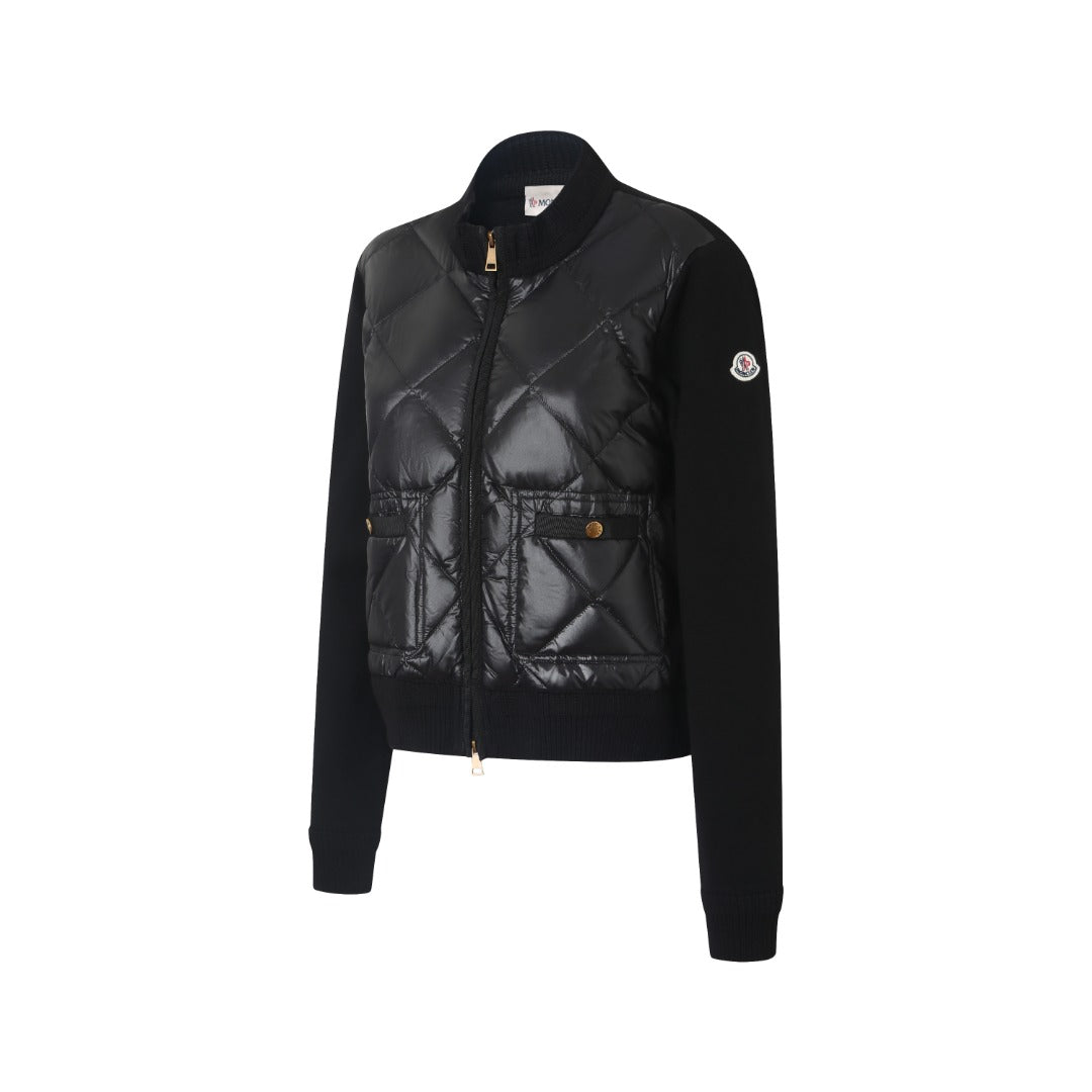 Moncler Women's Men's Knit Panel Short Down Jacket - Black