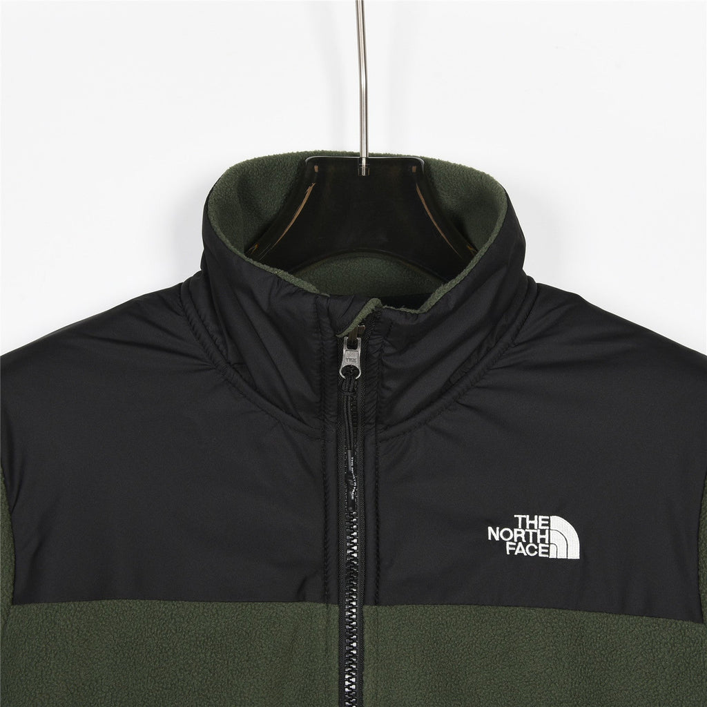 The North Face Women's Men's Full Zip Fleece Jacket - Olive Green & Black Color Block