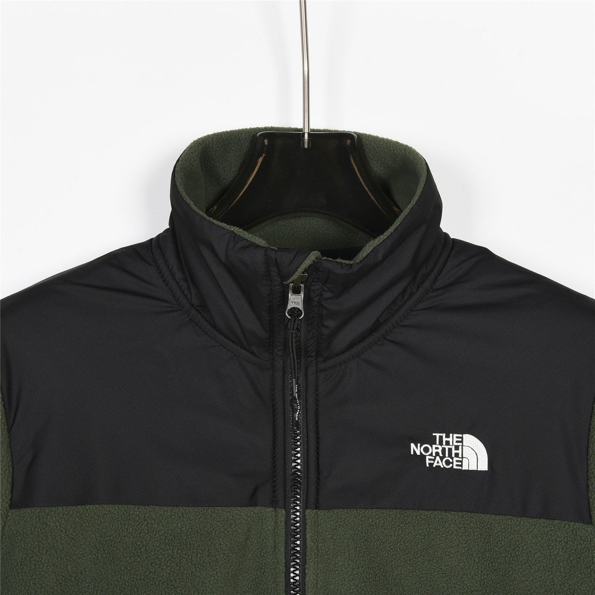 The North Face Women's Men's Full Zip Fleece Jacket - Olive Green & Black Color Block