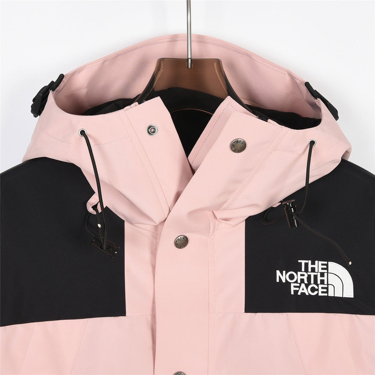 The North Face Men's Pink Black Color Block Hooded Mountain Jacket