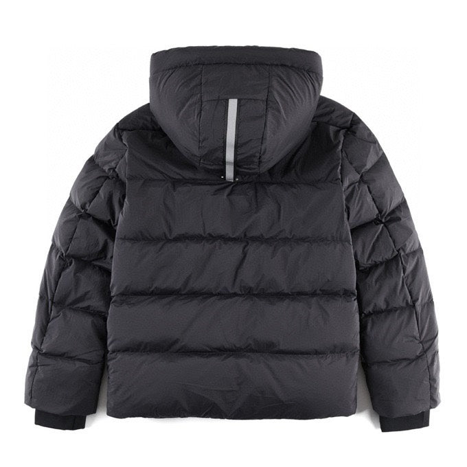Canada Goose Women's Men's Black Badge Short Hooded Down Jacket - Black