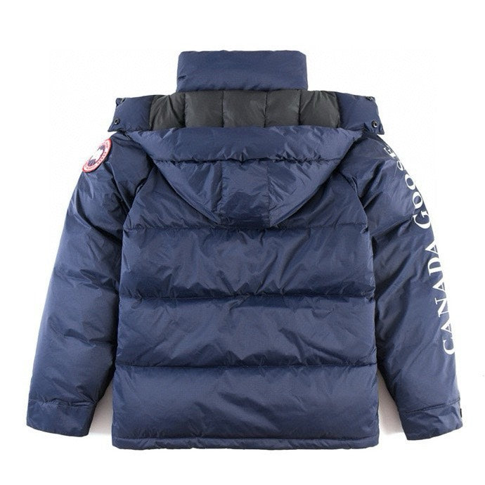 Canada Goose Women's Men's Short Hooded Down Jacket - Navy Blue