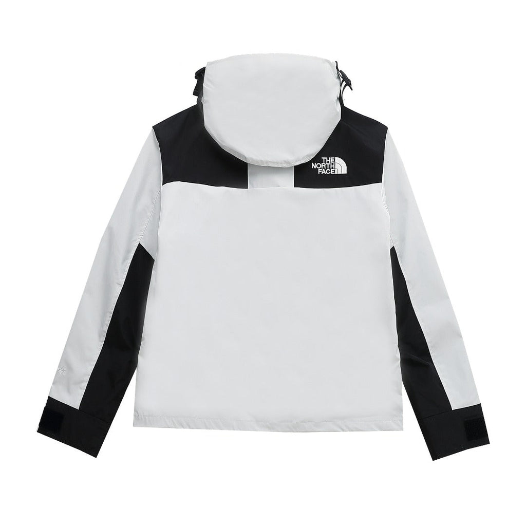 The North Face Women's Men's GORE-TEX Hooded Mountain Jacket - White & Black Color Block Waterproof Shell