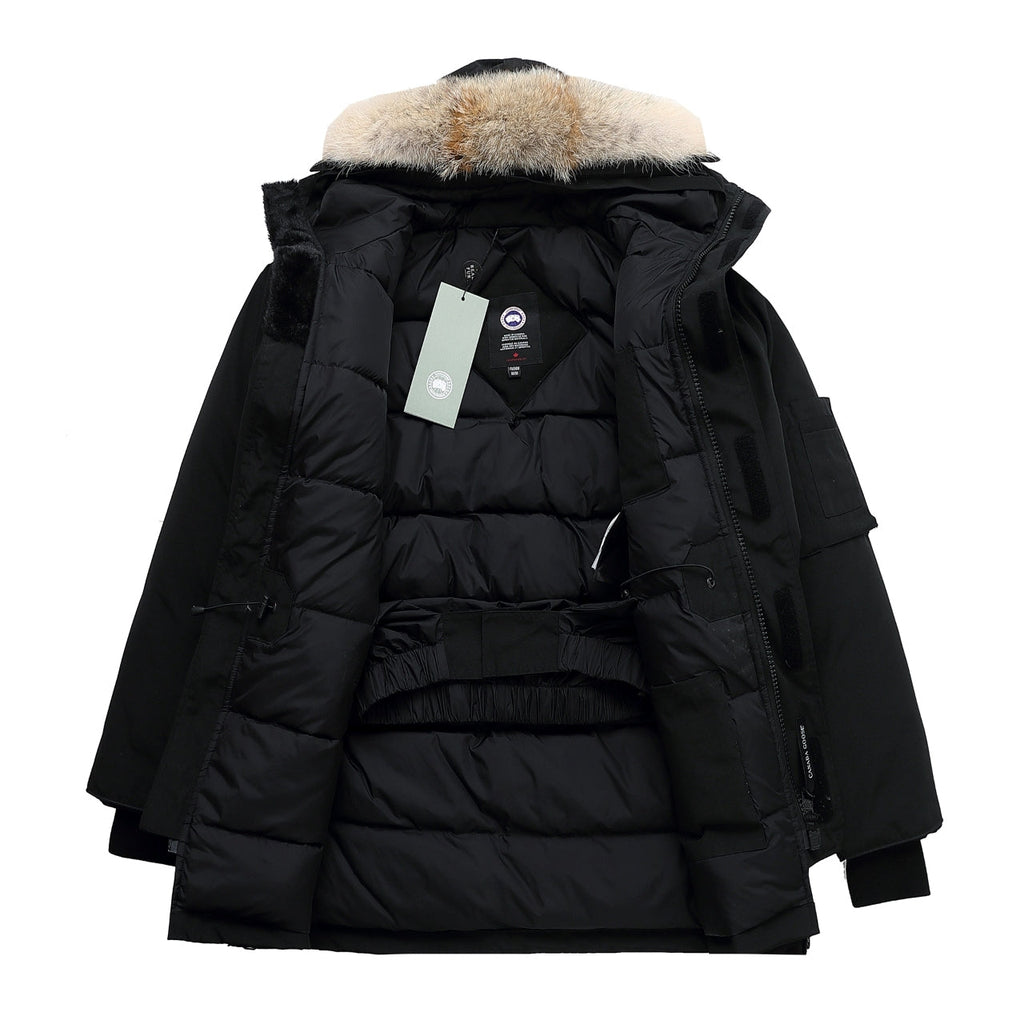 Canada Goose Women's Men's Expedition Down Parka Jacket with Coyote Fur - Black