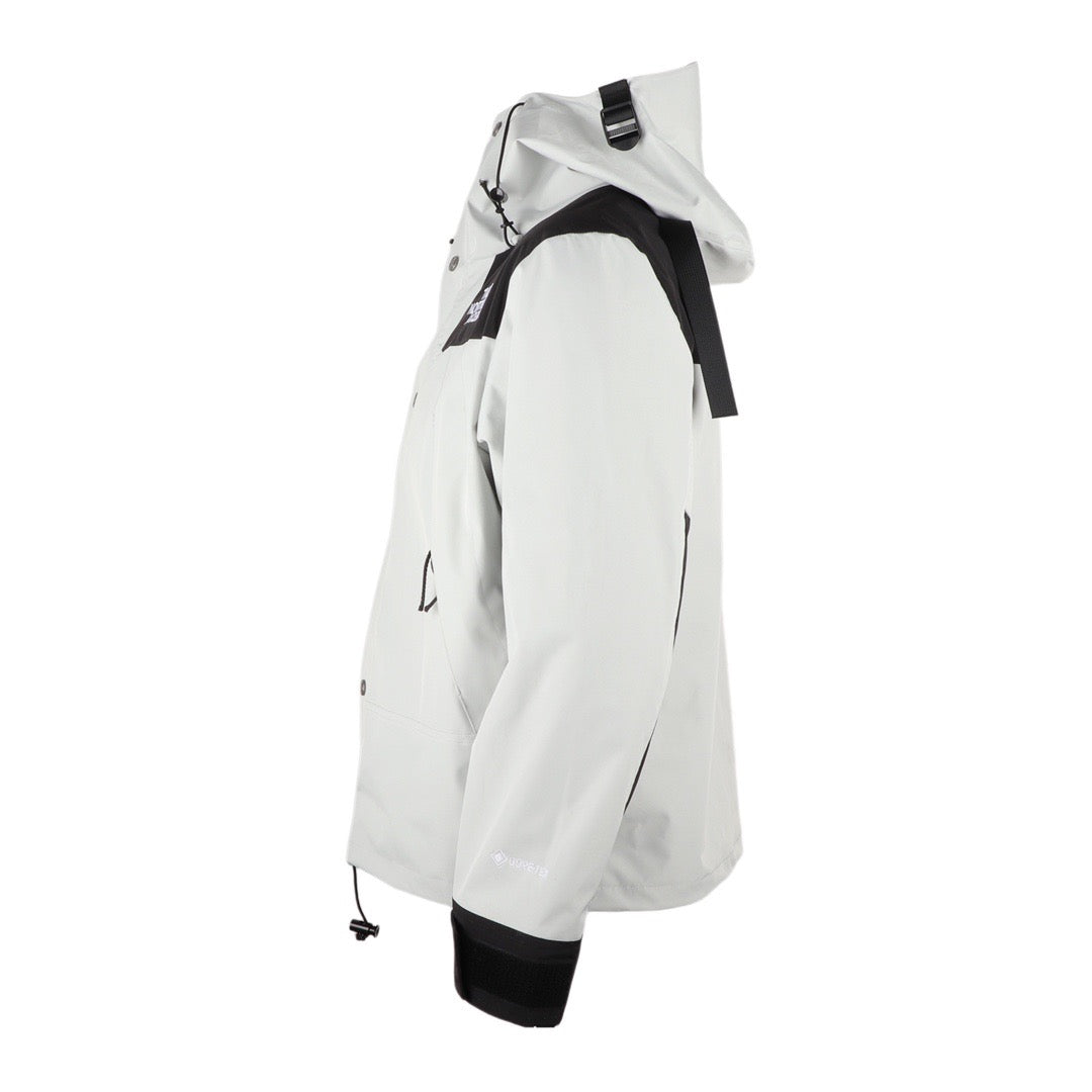 The North Face Women's Men's GORE-TEX Hooded Mountain Jacket - Light Gray & Black Color Block Waterproof Shell