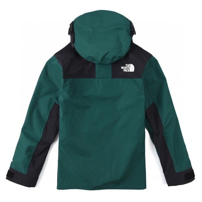 The North Face Women's Men's Hooded Mountain Jacket - Dark Green & Black Color Block