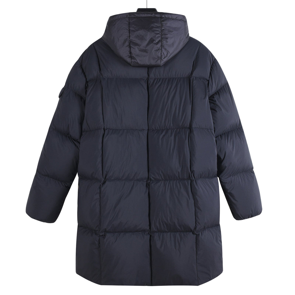 Moncler Women's Men's Mid-Length Hooded Down Coat - Navy Blue