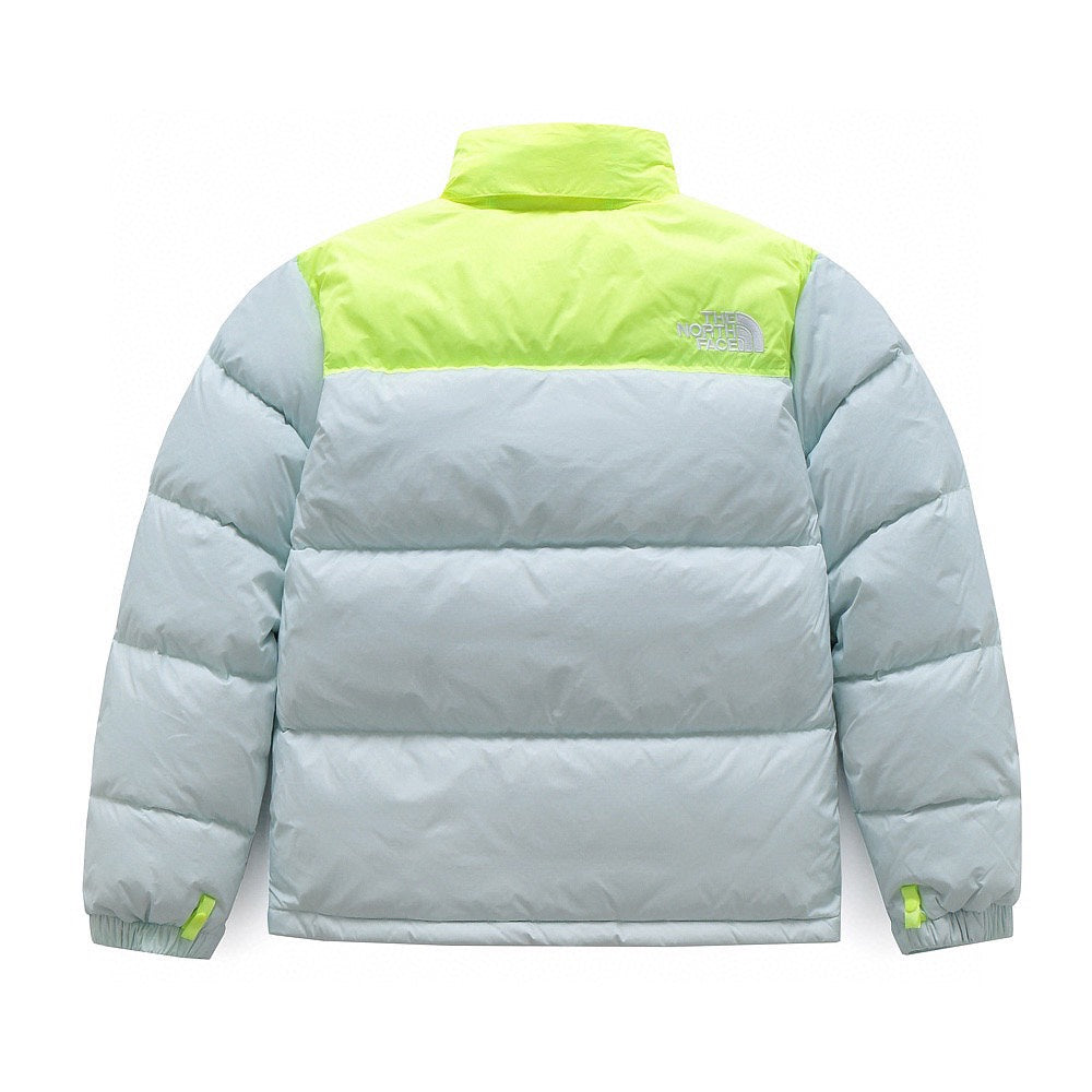 The North Face 1996 Retro Nuptse Jacket – Light Gray & Neon Green Color Block | Women's & Men's Styling