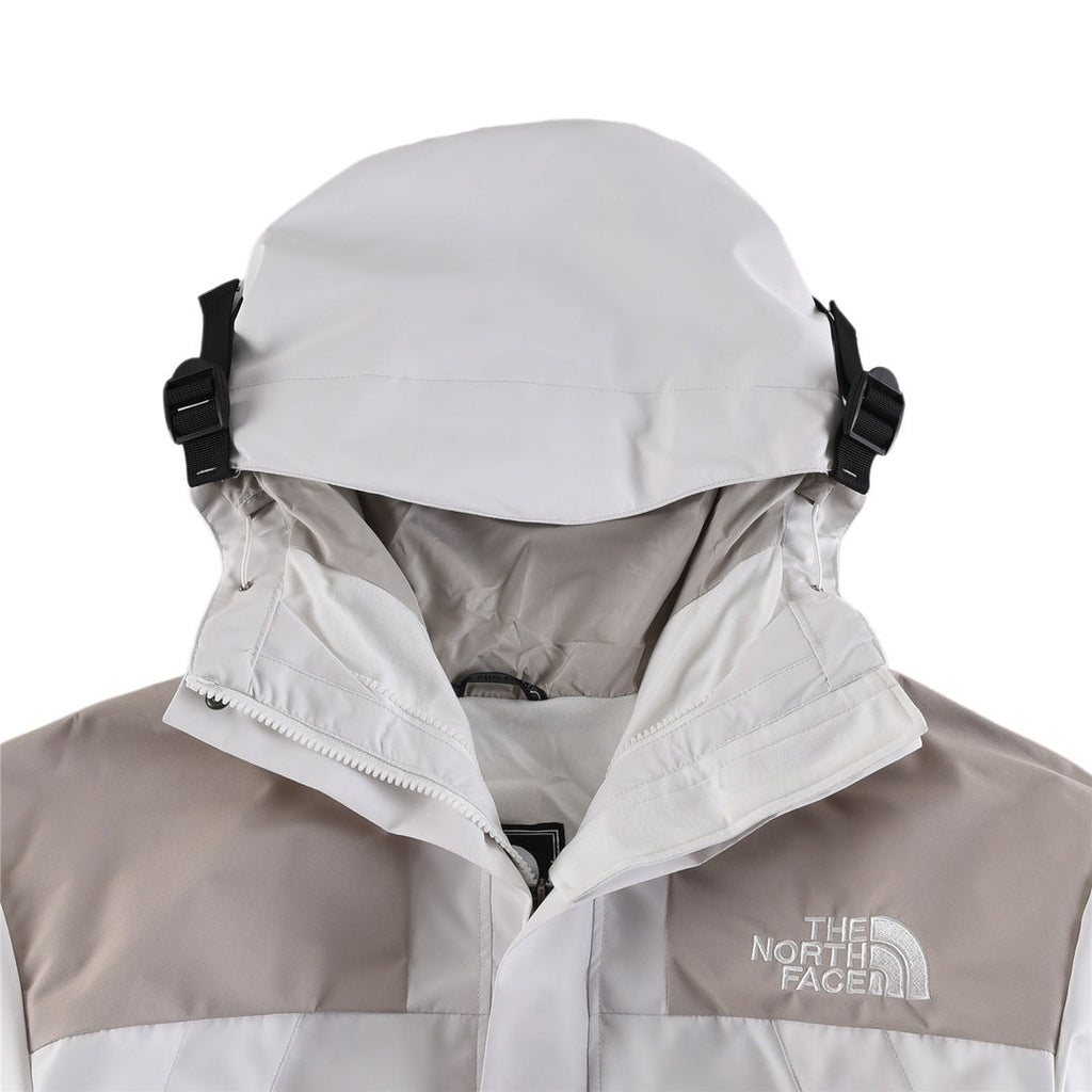 The North Face Women's/Men's GORE-TEX Hooded Mountain Jacket - White & Khaki Color Block Waterproof Shell
