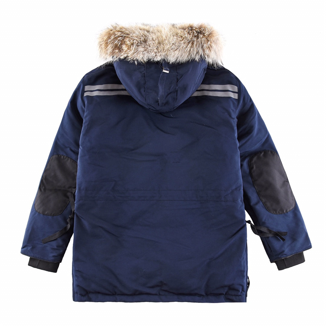 Canada Goose Women's Men's Expedition Down Parka Jacket with Coyote Fur - Navy Blue