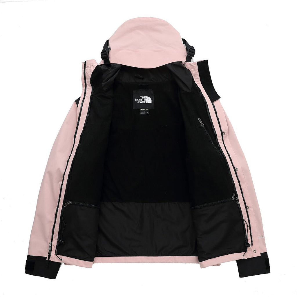 The North Face Women's Men's GORE-TEX Hooded Mountain Jacket - Pink & Black Color Block Waterproof Shell