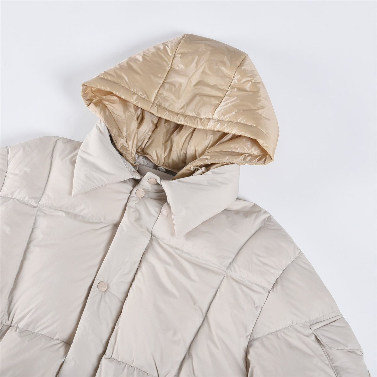 Moncler Women's Men's Mid-Length Hooded Down Coat - Off White