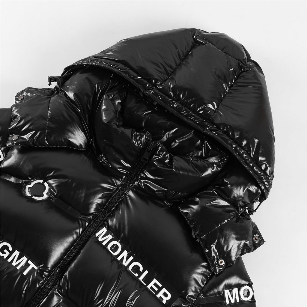 Moncler x Fragment Women's Men's Shiny Hooded Down Jacket - Black