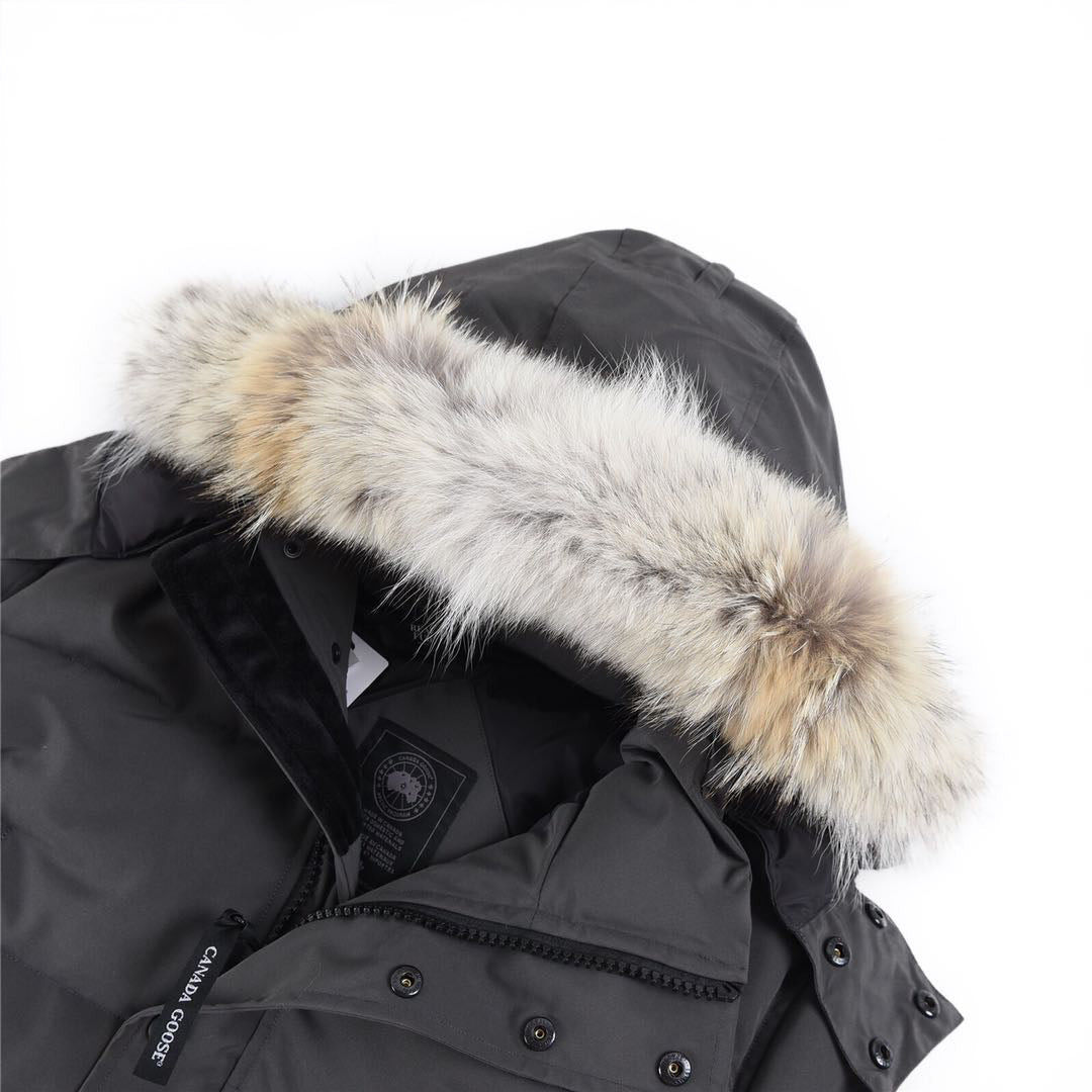 Canada Goose Women's Men's Fur Hood Mid-Length Puffer Jacket - Dark Grey