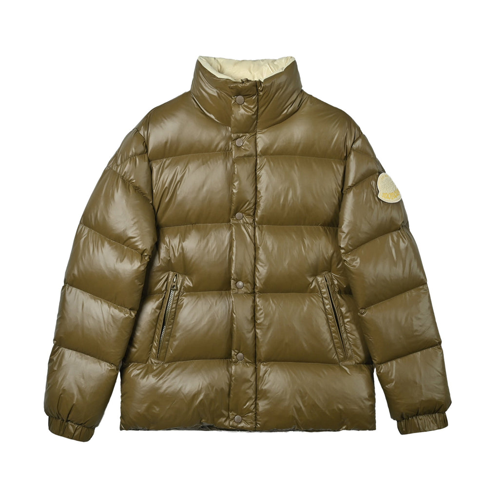 Moncler Women's Men's Stand Collar Puffer Down Jacket - Olive Green