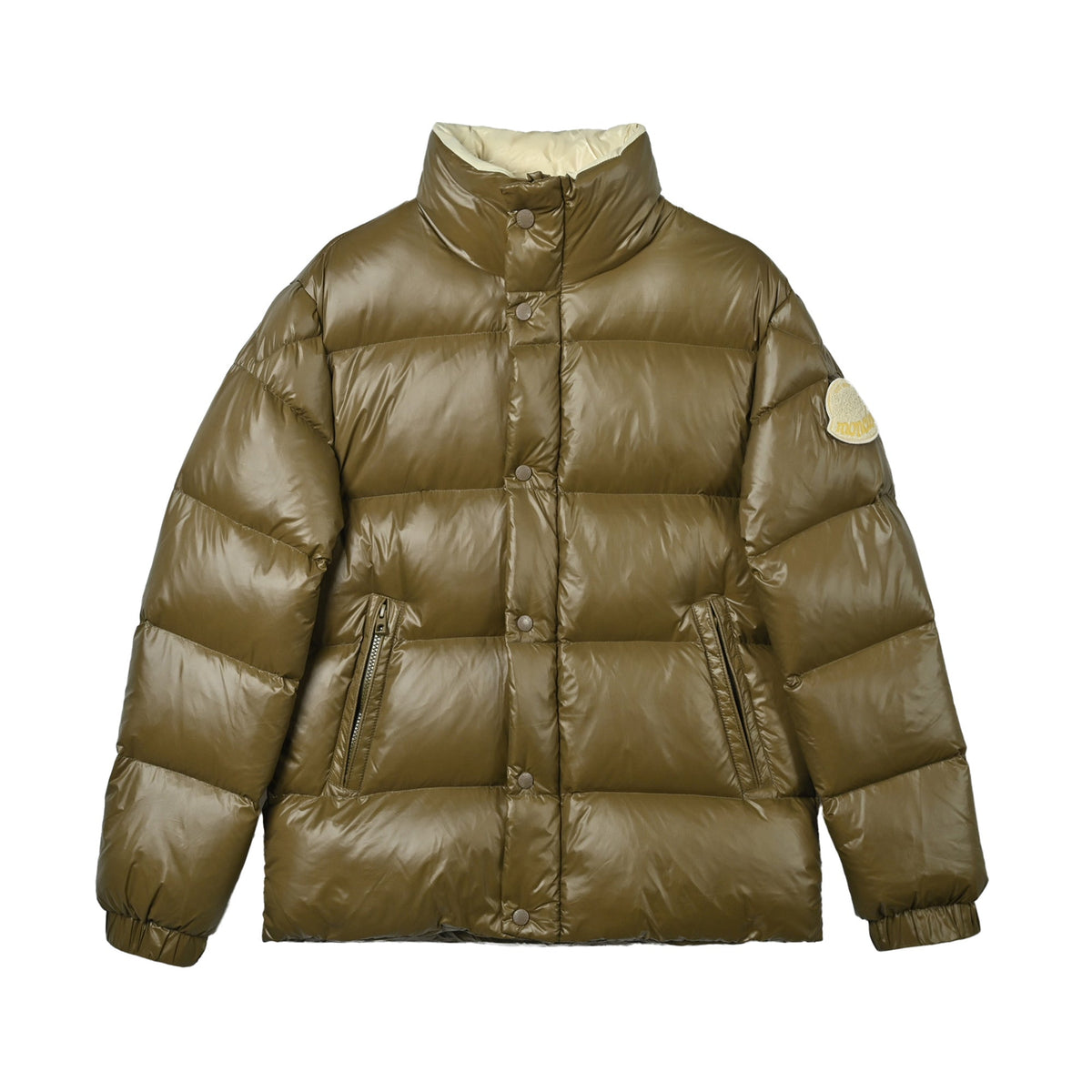 Moncler Women's Men's Stand Collar Puffer Down Jacket - Olive Green