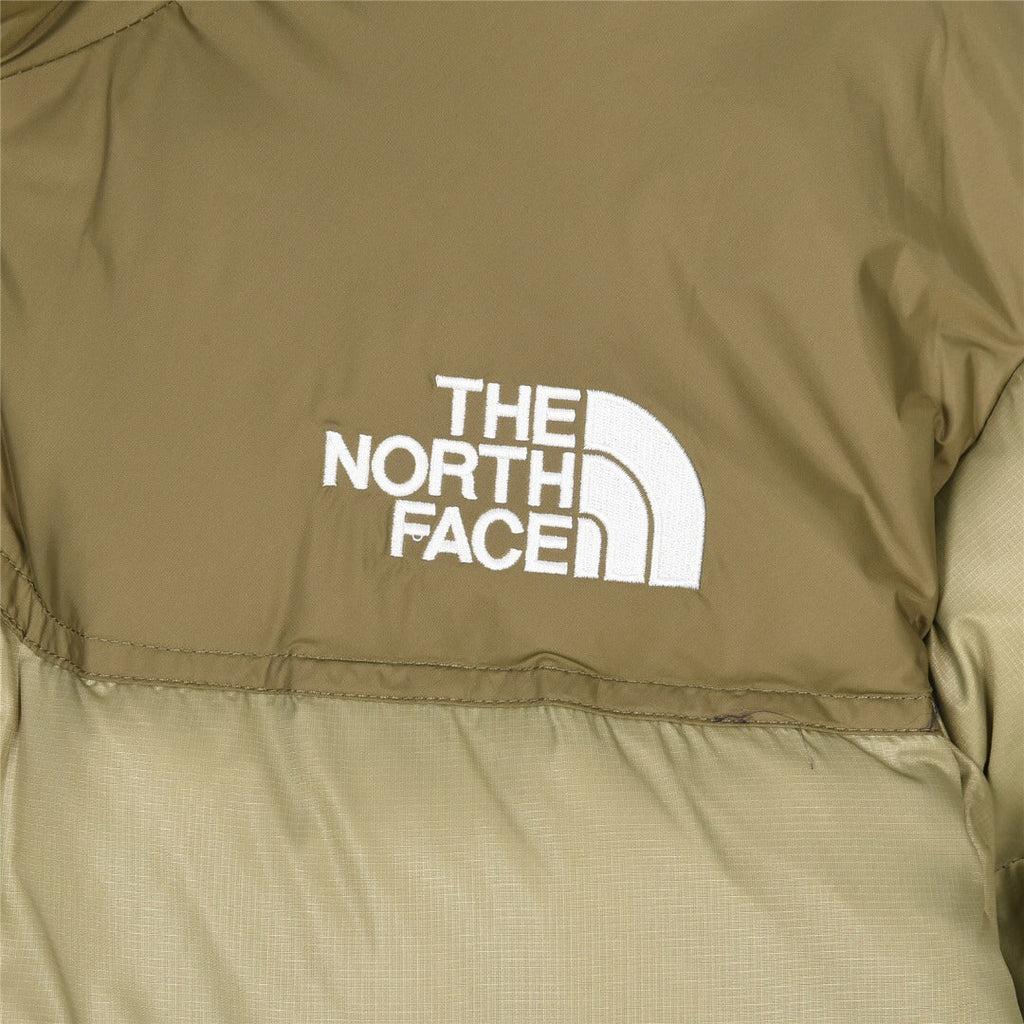 The North Face Color Block Stand Collar Puffer Jacket | Olive Green | Women's & Men's Streetwear Style