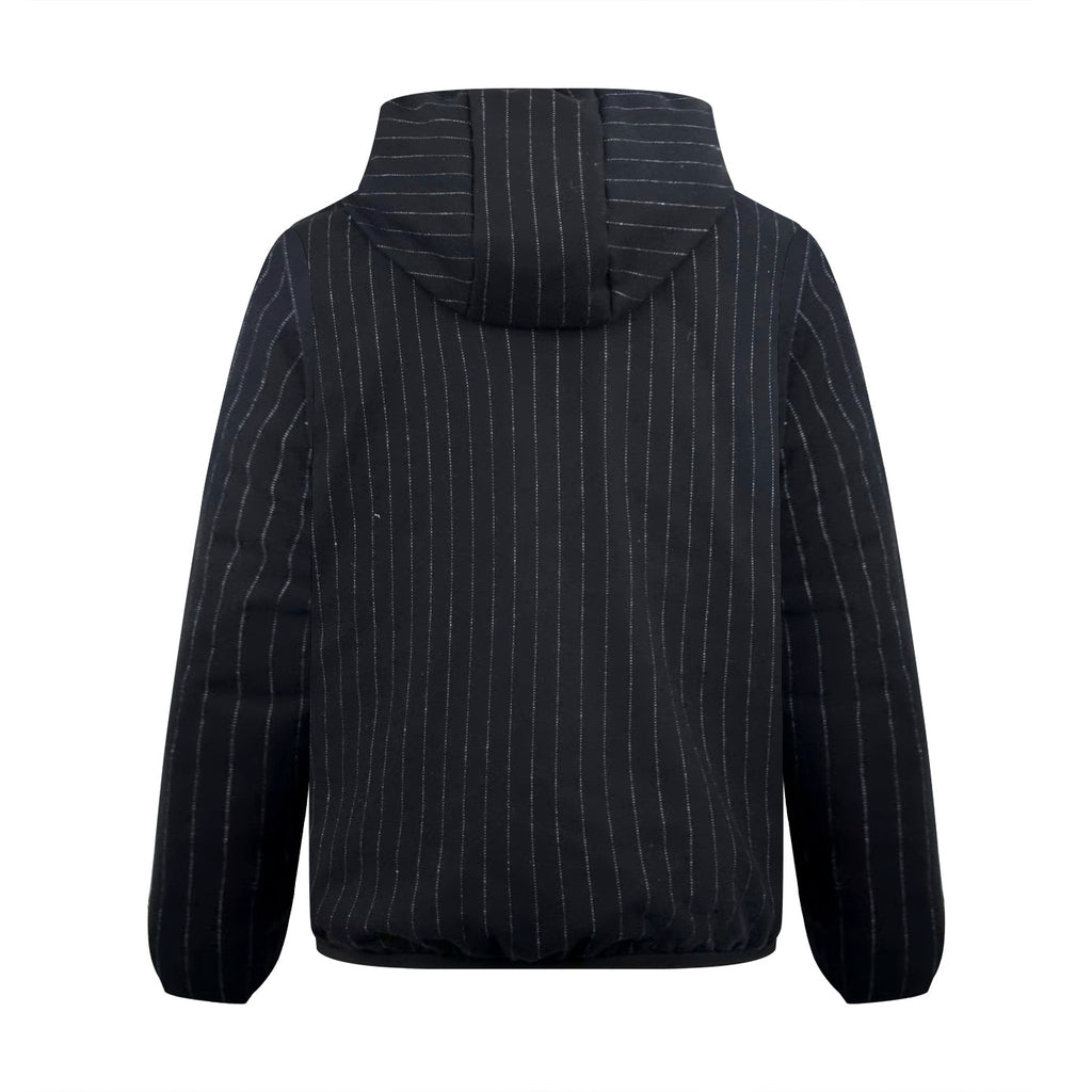 Moncler Women's Men's Dark Pinstripe Hooded Down Jacket