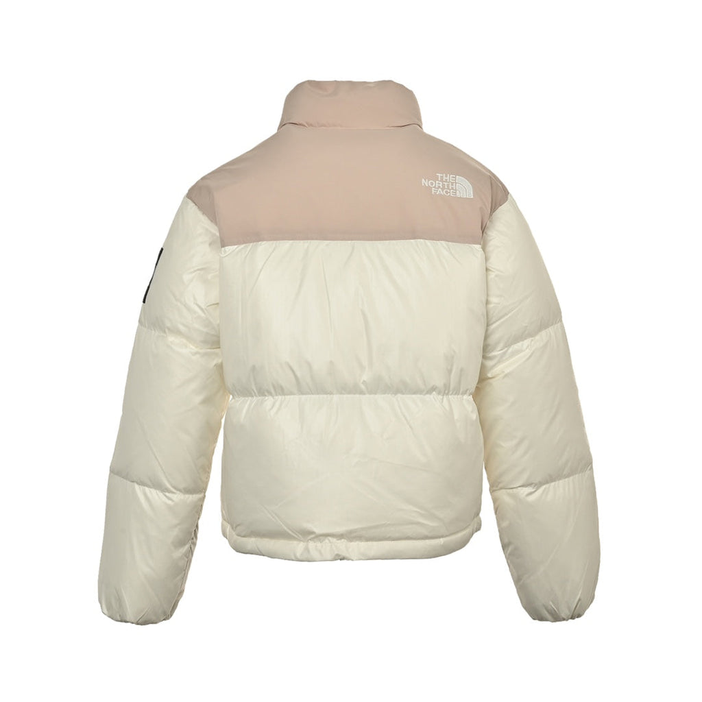 The North Face Women's Cropped Puffer Jacket Cream Beige Color Block