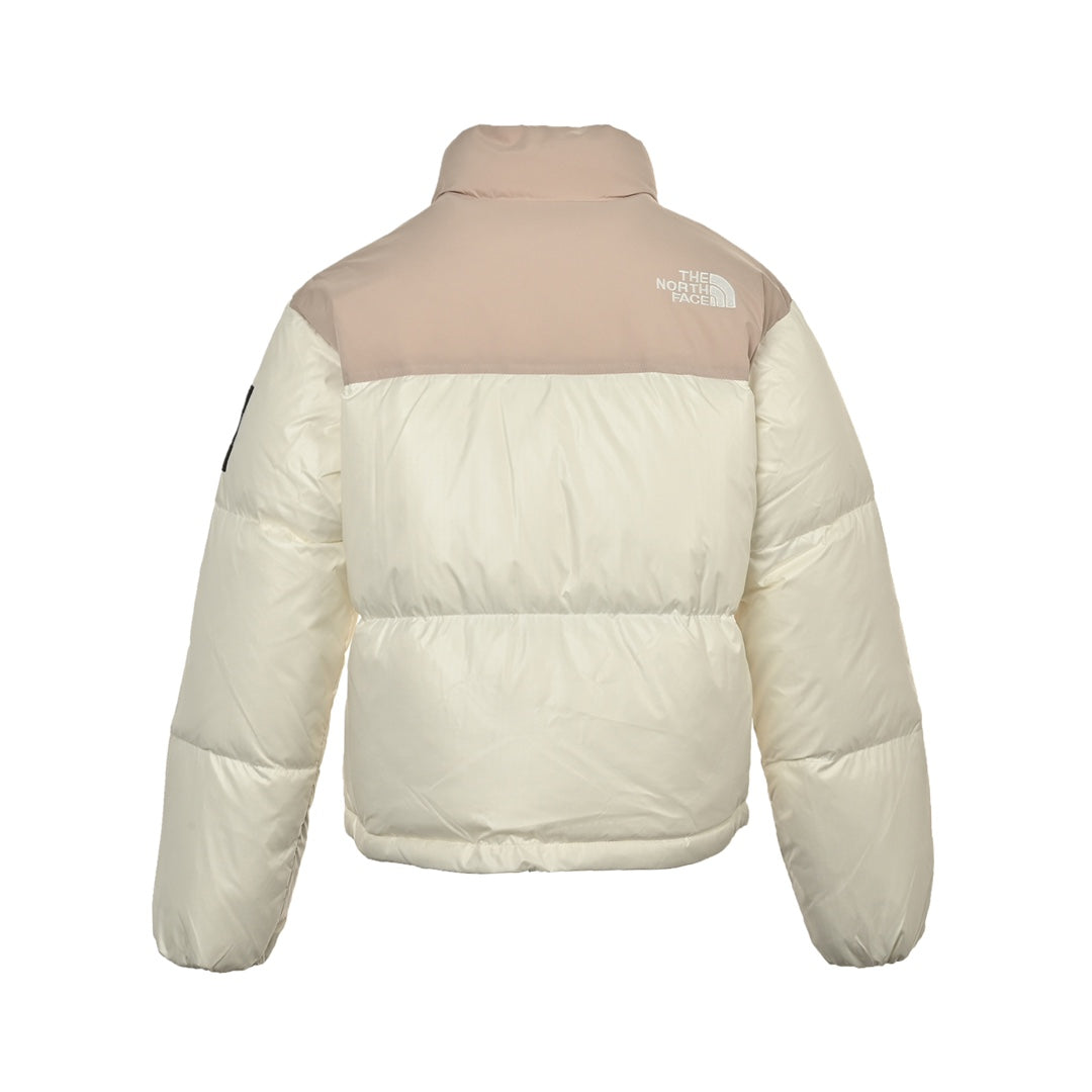 The North Face Women's Cropped Puffer Jacket Cream Beige Color Block