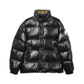 Moncler Women's Men's Glossy Stand Collar Puffer Down Jacket - Black