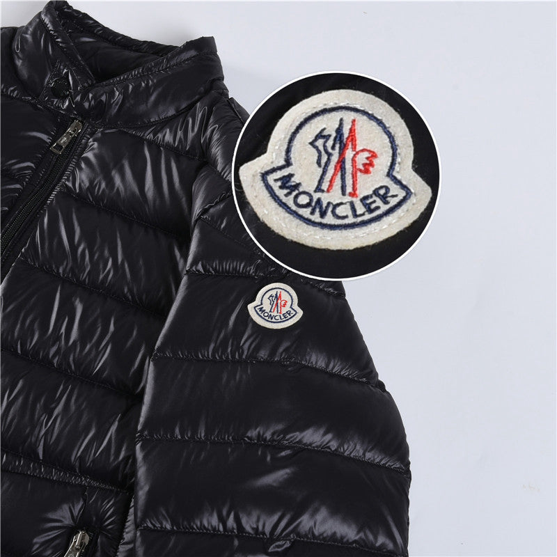Moncler Women's Men's Stand Collar Short Down Jacket - Black