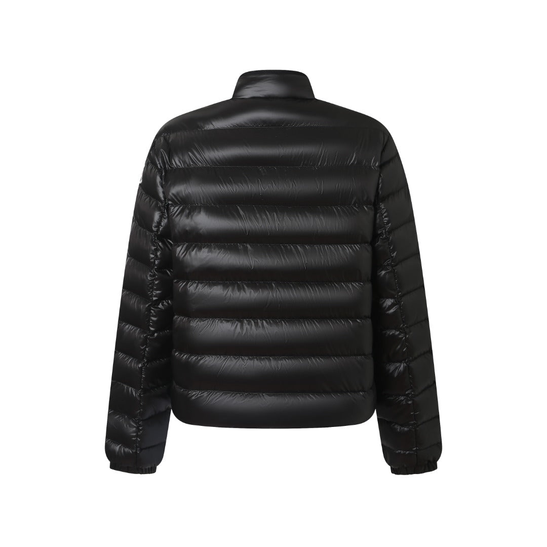 Moncler Women's Men's Knit Pocket Stand Collar Short Down Jacket - Black